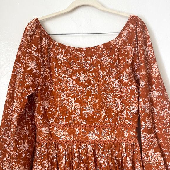 CAROLINE CONSTAS NWT Blakely Floral Cotton Mini Dress in Rust Toile Size S - Picture 13 of 16